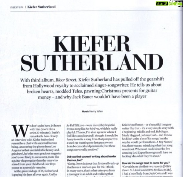 Kiefer Sutherland Instagram - @guitarist_mag, you rock! Thank you for the 6 page feature on Kiefer's new album. The issue is onsale now and can be purchased from magazinesdirect.com (issue 481). Pre-order 'Bloor Street' today!