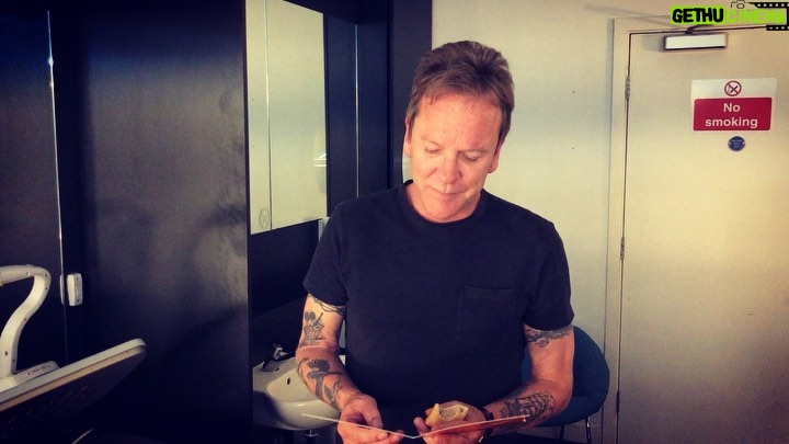 Kiefer Sutherland - 10.2K Likes - Thank you @greggs_official for feeding the band and crew in Newcastle! So generous.