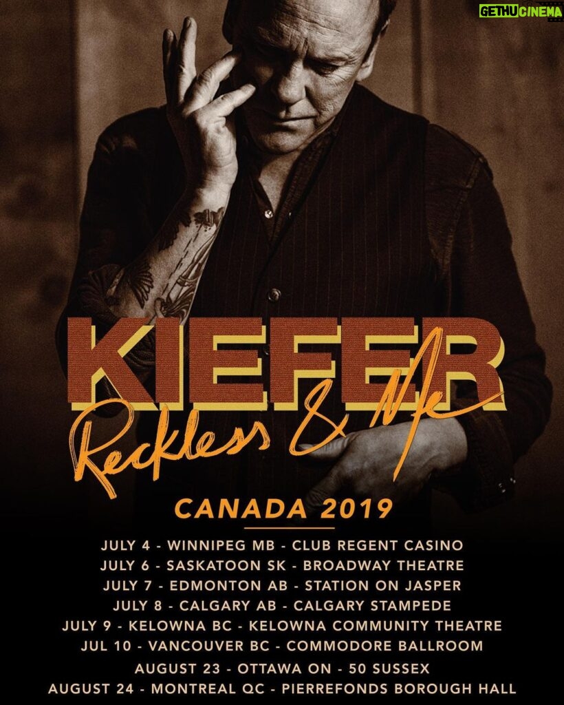 Kiefer Sutherland Instagram - Swinging up into Canada tomorrow to start the Canadian leg of our tour. So excited to finish in Vancouver and see some old friends. Hope to see you out there too.