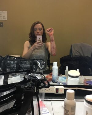 Kiera Allen Instagram - Did you know that the best way to clean the fake blood off your face at the end of a long work day is shaving cream? Doug Morrow knew.