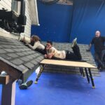 Kiera Allen Instagram - Definitely my favorite behind-the-scenes photo of the roof-crawling. Maybe my favorite photo ever. Starring our amazing 1st assistant director on Run, Reed Makayev. P.S. The man lying Wicked-Witch-of-the-East-style under the house is NOT dead, just holding onto the stunt wires.