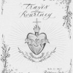 Kourtney Kardashian Barker Instagram - Because we had such a small, intimate wedding, when doing our wedding invitations, we wanted simple and cool with a touch of fairytale and Travis said we have to have @_dr_woo_ write them out for us. We sent him old prayer cards as inspiration, and the artwork really turned out so beautifully. Once we saw them, we knew we had to ask him to hand paint Mr. and Mrs. Barker on the back of our white motorcycle jackets for us to wear at our wedding reception late night since weather drops on perfect Italian nights in May. When thinking of a gift to have in the room for our guests when arriving in Italy, we wanted something special for them that they could take home and use and have forever and hopefully remember our wedding when using them. We decided on some @baccarat glasses with @_dr_woo_ ‘s sacred heart etched into the glass. So @baccarat took some glasses that we picked out and custom etched his design into them. For our wedding gift, my mom had dishes made with the artwork. And then for Valentine’s Day, my friend and favorite pajama maker @morgan_lane had the sacred heart from our invitations (@_dr_woo_ ‘s artwork) embroidered in black onto some ivory silk pajamas as one of my gifts to my husband. And to take it full circle, the font was used in our documentary of our weddings ‘Til Death Do Us Part for the title card and title art. I really just wanted to share some of the small details that went into our very small wedding that meant so much to us and pass along the idea to any of you who may be planning a wedding that having someone special to you creating the art and then being able to use that in other meaningful ways. Spreading lots of love today!