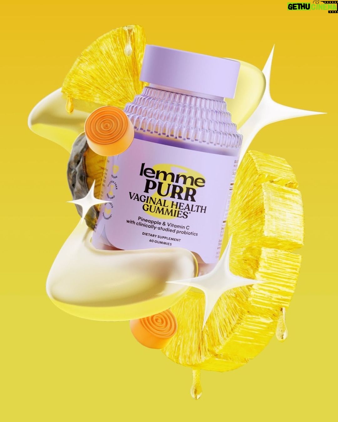 Kourtney Kardashian Barker Instagram - So happy and purrrrrfect there was so much excitement around @lemme Purr which was our top gummy launch so far! I have been hearing about the importance of having healthy vaginal pH levels from doctors forever. There are so many different things that can affect natural pH– stress, some foods we eat, soaps, sex and even antibiotics (just to name a few). But the right probiotics can help bring balance back to your vaginal microbiome which is why we were so excited to formulate and launch this gummy. We use clinically-studied SNZ-1969 probiotics specifically tested for vaginal health. We also added antioxidant Vitamin C for an extra immunity boost. And a little pineapple as a bonus! Available on lemmelive.com 🐱✨