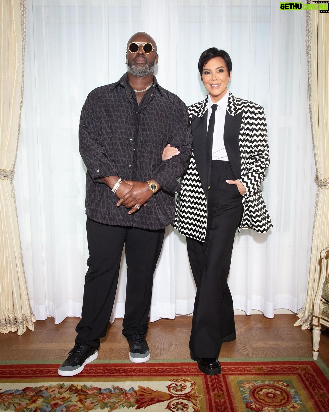 Kris Jenner Instagram - Thank you @pppiccioli @yigit @maisonvalentino for the amazing experience, the BEAUTIFUL show and the exquisite looks and stunning outfits! We had the best time and are always grateful!! β€οΈππΌ #Valentino @coreygamble #ParisFashionWeek