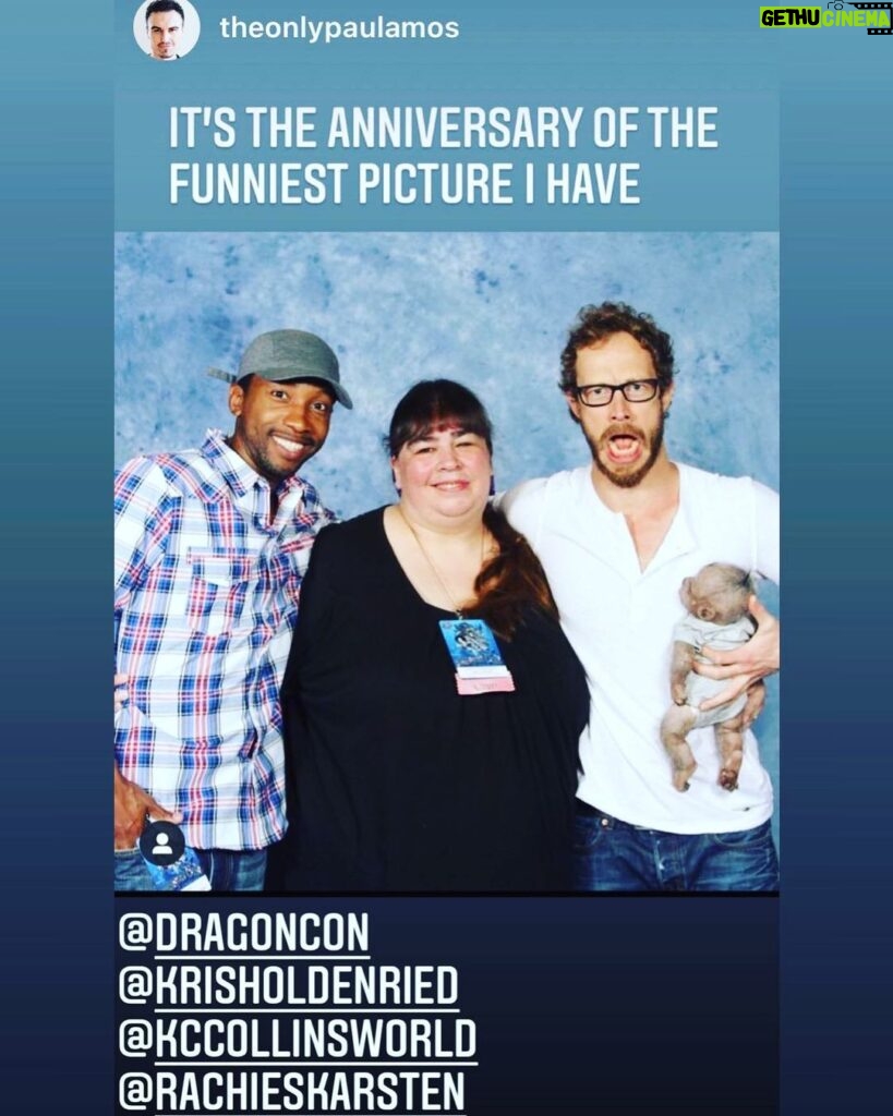 Kristen Holden-Ried Instagram - Yes this happened @dragoncon Yes @theonlypaulamos took the shot. Yes that’s @kccollinsworld Yes that’s a real life werewolf baby suckling on my teet. Yes it hurt. And yes! That’s @rachieskarsten Every other picture you see of her is photoshop bullshit. ❤
