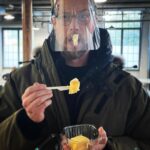 Kristen Holden-Ried Instagram - I recommend taking off your face shield before you try to eat cake. #setlife #facemask #cake #bonehead