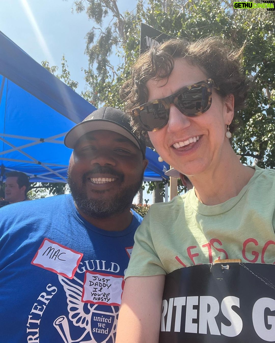 Kristen Schaal Instagram - Strike dump. Schaals striking, striking with Mad Men creator and writers, striking with Mysterious Benedict coworkers, striking with Bob’s Burgers writers. #wgastrong