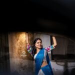 Kusuma Degalamari Instagram - 🤍💙 📷 @sandeepgudalaphotography 👗 @duta_couture Ootd, photography, photoshoot, white, blue, lehenga, traditional, nature, woods,