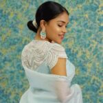 Kusuma Degalamari Instagram - Powder blue saree with delicate pearl boarder paired with intense pearl embroidered blouse. DM +91 7416139124 #resonatedeattire#stylishsarees#handembriodary#pearlworksarees#latestsarees#weddingsarees#handcrafted