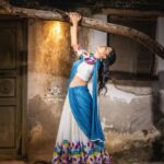 Kusuma Degalamari Instagram - 🤍💙 📷 @sandeepgudalaphotography 👗 @duta_couture Ootd, photography, photoshoot, white, blue, lehenga, traditional, nature, woods,