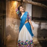 Kusuma Degalamari Instagram - 🤍💙 📷 @sandeepgudalaphotography 👗 @duta_couture Ootd, photography, photoshoot, white, blue, lehenga, traditional, nature, woods,