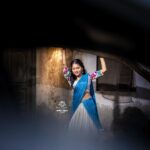 Kusuma Degalamari Instagram - 🤍💙 📷 @sandeepgudalaphotography 👗 @duta_couture Ootd, photography, photoshoot, white, blue, lehenga, traditional, nature, woods,