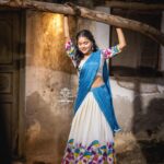 Kusuma Degalamari Instagram - 🤍💙 📷 @sandeepgudalaphotography 👗 @duta_couture Ootd, photography, photoshoot, white, blue, lehenga, traditional, nature, woods,