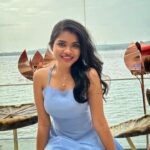 Kusuma Degalamari Instagram - Lost in blue, with flowers by the sea—a serene moment painted in simplicity and grace. Sea, sky, beach, blue dress, goa, throwback, flowers, ootd, vibe, photography, travel life, travel photography, holiday, vacation, actor, kusuma Kiki Goa