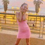 Lévanah Solomon Instagram - 💖🎶Let’s stay like this forever 🕶️💗 (Cette chanson>>>>>>) #sunset #night #travel #pink #yellow #blue #purple #pastel #vacation #holiday #summer #beach #girl #palmtrees #mileycyrus Tel Aviv Beach