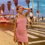 Lévanah Solomon Instagram - 💖🎶Let’s stay like this forever 🕶️💗 (Cette chanson>>>>>>) #sunset #night #travel #pink #yellow #blue #purple #pastel #vacation #holiday #summer #beach #girl #palmtrees #mileycyrus Tel Aviv Beach