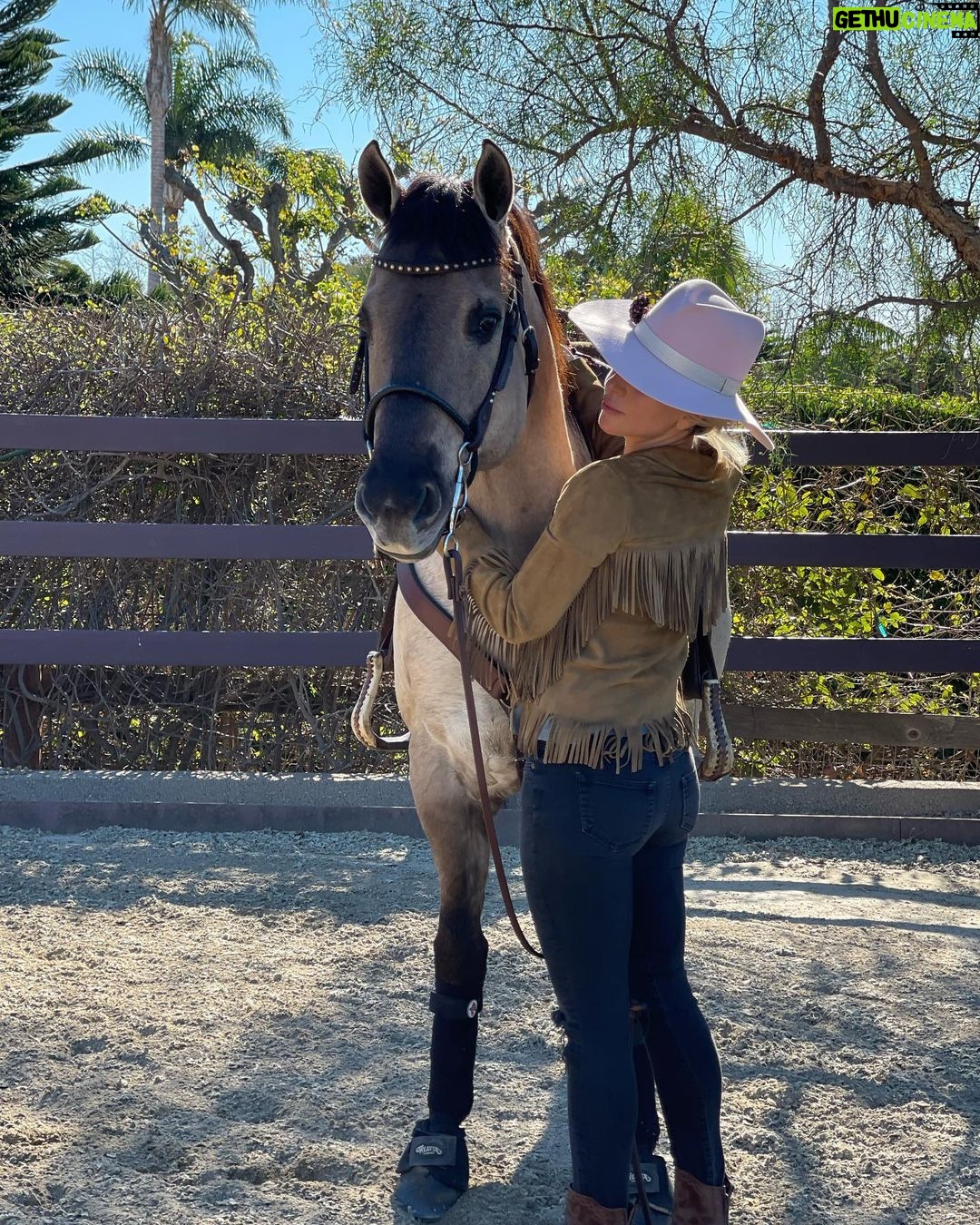 Lady Gaga Instagram - I’m so happy to be with Trigger today my big man 🌸 Joanne vibes. I haven’t ridden my horse in a couple years because Arabella passed away. Today is a truly beautiful Sunday and I’m sending you all gratitude. 🙏