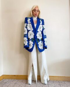 Lady Gaga Instagram - From Milan to New York. Movie 🎥 press for #houseofgucci wearing Haus of @rodarte 💋