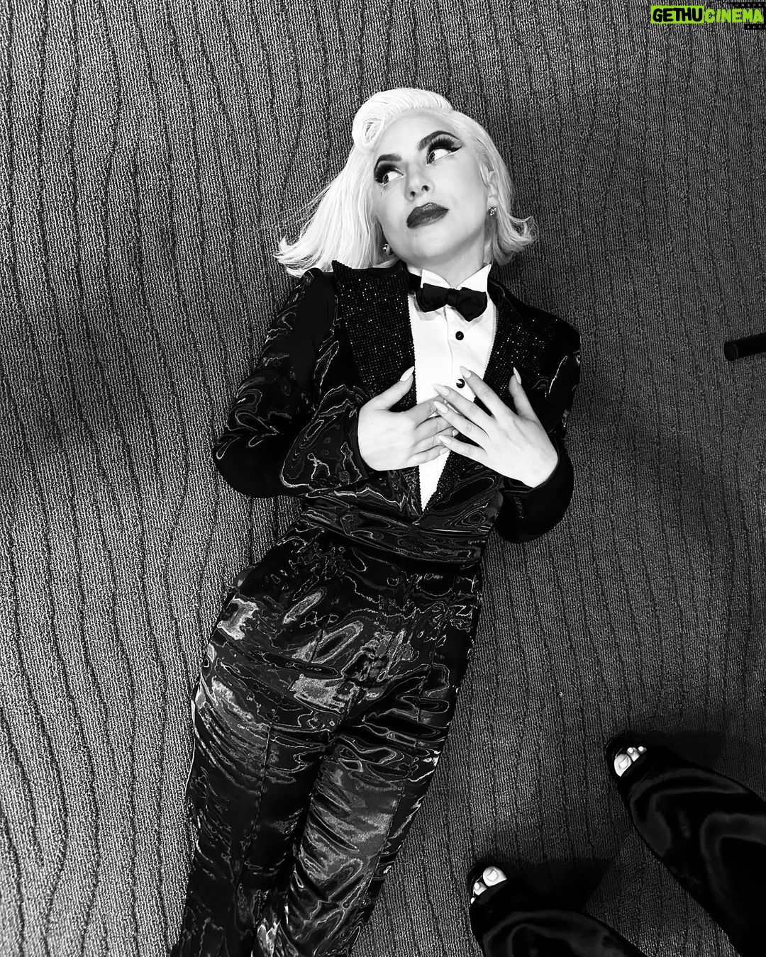 Lady Gaga Instagram - Tuxedo is my underwear🎺