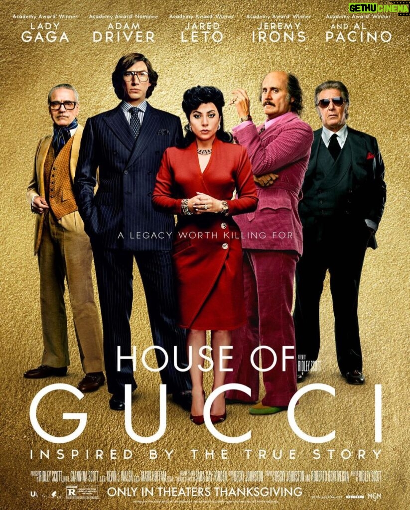Lady Gaga Instagram - The Gucci family had it all. #HouseOfGucci Only in theaters this Thanksgiving.