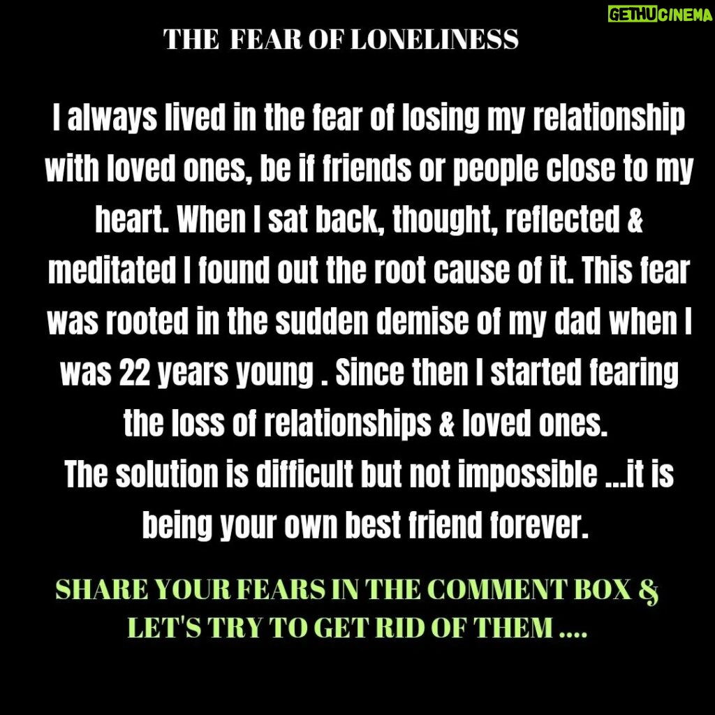 Lataa Saberwal Instagram - Just sharing my heartfelt thoughts on "fear of LONELINESS" . Share your fears in the comments & let's try to be open about it. Please don't mistake this post , I'm good 😊. #lataasaberwal #authenticallylataa