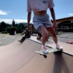 Laurie Blouin Instagram - Some mini action 🛹! Not as comfy on this board😂😂 #Skateboarding #Miniramp