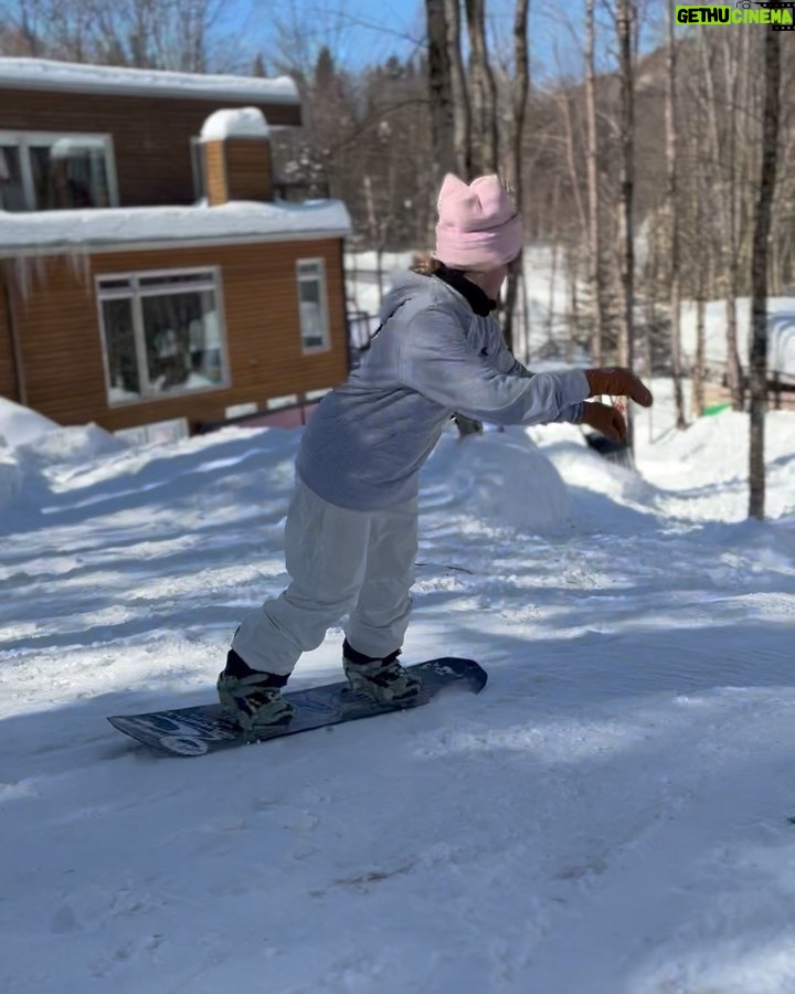 Laurie Blouin - 2.3K Likes - Spring weather feels so nice🌸😍 Happy to have couple of days at home before leaving for Europe! #Snowboarding #BackyardParadise