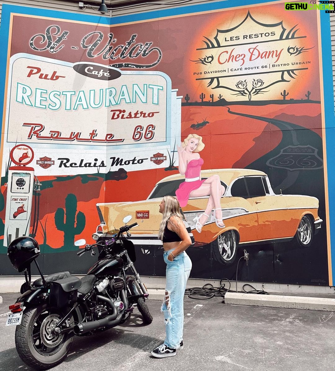 Laurie Blouin Instagram - Found a cute spot #Harley #Softail #Summer Les restos chez Dany - Bistro Route 66