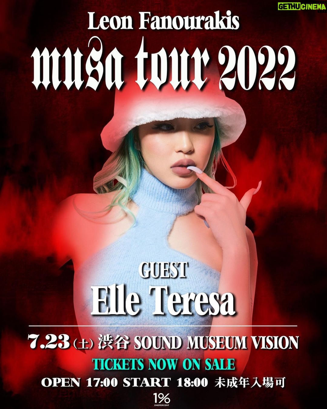 Leon Fanourakis Instagram - 当日券もあるぜ💪今日は渋谷 @visiontokyo でMUSA TOUR FINAL🦁みんな暴れる準備できてる⁉️待ってるよ🔥 Leon Fanourakis MUSA TOUR 2022 ONE MAN LIVE 7.23(土) 渋谷 SOUND MUSEUM VISION GUESTS: Benjazzy, Elle Teresa, SANTAWORLDVIEW, WILYWNKA (A to Z) OPEN 17:00 START 18:00 ※未成年入場可 @benjazzy_breath @elleteresa_ @santaworldview.official @wilywnka @onepercent.jp