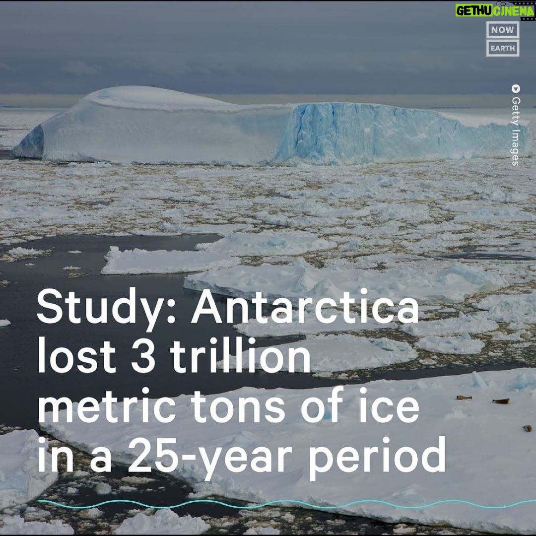 Leonardo DiCaprio Instagram - Repost from @nowthisearth • Glaciers located in the Amundsen Sea Embayment in West Antarctica have lost more than 3 trillion metric tons of ice over a 25-year period, according to a recent study in the journal Nature Communications. Scientists said that the region is currently the biggest contributor to rising sea levels from the West Antarctic ice sheet. The team of researchers, led by Ben Davison, calculated the ‘mass balance’ of the Amundsen Sea Embayment by looking at the balance between the amount of snow and ice gained from snowfall and the amount lost through calving, which is the process where ice breaks off from glaciers. When calving occurs faster than ice is formed, the result is an increase in sea levels. They found that there was a net loss of 3,331 billion metric tons—which is equal to 3 trillion—of ice between 1996 and 2021, which caused an approximately 0.4-inch rise in global sea levels. ‘The 20 glaciers in West Antarctica have lost an awful lot of ice over the last quarter of a century, and there is no sign that the process is going to reverse anytime soon, although there were periods where the rate of mass loss did ease slightly,’ Davison said in a statement. ‘We were really surprised to see just how much periods of extremely low or high snowfall could affect the ice sheet over two- to five-year periods — so much so that we think they could play an important, albeit secondary role, in controlling rates of West Antarctic ice loss’ he continued. #news #ice #climatechange #climatecrisis #antarctica