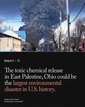 Leonardo DiCaprio Instagram - Repost from @environment
•
The toxic chemical release in East Palestine, Ohio could be the largest environmental disaster in U.S. history. 

Animals are dying, people are complaining of nausea, headaches, and burning eyes, and residents are fearing for their safety after a train derailment released chemicals in East Palestine, Ohio. 

We may not know the full extent of damage from this extreme environmental disaster for years. 

Norfolk Southern and the government must be held responsible. 

This content was made by @Environment. Follow @Environment for more climate news and resources. 

🌎 Written by @ashleybarriientos
🍃 Design by @crstnpark