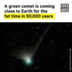 Leonardo DiCaprio Instagram - Repost from @nowthisnews • If you see a glowing green light in the sky starting Thursday night, it isn’t an alien spaceship that has come to invade planet Earth. Rather, it’s a rare comet that will potentially be visible by the naked eye for the first time in 50,000 years. C/2022 E3 (ZTF), as it’s called, was first spotted on March 2, 2022, at the Zwicky Transient Facility, and it is slated to pass close to the sun and Earth in the coming weeks. The comet will reach its closet point to the sun on January 12. People who want to view it are advised to use binoculars or a telescope and look in areas with low light pollution. That said, if you’re busy Thursday night, you’ll have other chances; experts say the comet will be visible for the majority of January for Northern Hemisphere stargazers and in early February, when the comet is closest to the Earth, for Southern Hemisphere stargazers. ‘Comets are notoriously unpredictable, but if this one continues its current trend in brightness, it'll be easy to spot with binoculars, and it's just possible it could become visible to the unaided eye under dark skies,’ said NASA’s Preston Dyches. Comets are small bodies composed of ice, dust, and gasses that orbit around the sun, and the unique green appearance of this comet is due to the presence of certain compounds, such as diatomic carbon and cyanogen. Because this particular comet has an especially large orbit around the sun, it likely won’t be back for another 50,000 years, so be sure not to miss it. #comet #outerspace #galaxy #space