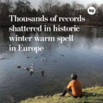 Leonardo DiCaprio Instagram – Repost from @postclimate
•
As 2022 turned to 2023, an exceptionally strong wintertime heat dome pounced on much of Europe, producing unprecedented warmth for January. As temperatures soared 18 to 36 degrees Fahrenheit (10 to 20 Celsius) above normal from France to western Russia, thousands of records were broken between Saturday and Monday — many by large margins.

The extreme warm spell followed a record-warm year in many parts of Europe and provided yet another example of how human-caused climate change is increasing the frequency and intensity of such extraordinary weather events.

On New Year’s Day, at least seven countries saw their warmest January weather on record as temperatures surged to springtime levels: Latvia hit 52 degrees (11.1 Celsius); Denmark 54.7 degrees (12.6 Celsius); Lithuania 58.3 degrees (14.6 Celsius); Belarus 61.5 degrees (16.4 Celsius); the Netherlands 62.4 degrees (16.9 Celsius); Poland 66.2 degrees (19.0 Celsius); and the Czech Republic 67.3 degrees (19.6 Celsius).

Those who track worldwide weather records described the warm spell as historic and could hardly believe its scope and magnitude.
