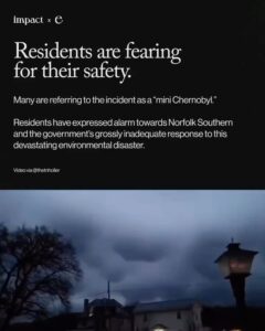Leonardo DiCaprio Instagram - Repost from @environment • The toxic chemical release in East Palestine, Ohio could be the largest environmental disaster in U.S. history. Animals are dying, people are complaining of nausea, headaches, and burning eyes, and residents are fearing for their safety after a train derailment released chemicals in East Palestine, Ohio. We may not know the full extent of damage from this extreme environmental disaster for years. Norfolk Southern and the government must be held responsible. This content was made by @Environment. Follow @Environment for more climate news and resources. 🌎 Written by @ashleybarriientos 🍃 Design by @crstnpark