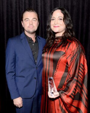 Leonardo DiCaprio Instagram - Working with @lilygladstone will forever be a highlight of my career. Watching her become the soul of Mollie Burkhart while filming #KillersOfTheFlowerMoon was a privilege, and I am so proud that we were able to tell this story together. 
 
Lily is not just an actor, she’s an activist who brings others, including me, with her in all she does. Her work with the @NIWRC, a native-led, nonprofit dedicated to ending violence against Native American, Alaska Native, and Native Hawaiian women, as well as her influence with the NGO Northeast Oklahoma Indigenous Safety & Education (NOISE), has been a crucial part of her life’s work. 
 
It was an honor to share a few words about Lily’s tremendous talent and incredibly important voice of change at @Variety’s Power of Women event. I look forward to continuing to watch Lily make this world a better place, on and off the screen.