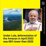 Leonardo DiCaprio Instagram - Repost from @nowthisearth • Preliminary data released Friday by Brazil’s INPE found that deforestation in the Amazon dropped by 68% in April 2023 compared to April 2022. The drop comes after 2 months of higher deforestation in February and March, but year over year, deforestation is still down 40% overall. Many are giving some of the credit to President Luiz Inácio Lula da Silva, as he began reinstating policies to protect the Amazon and Indigenous rights after taking office. Previous President Jair Bolsonaro weakened them, and deforestation reached its highest level in 15 years under his administration. Deforestation typically picks up in the summer months, and Reuters reported that experts are holding off on announcing downward trends for this year until more data are available. #brazil #amazon #deforestation #climatenews