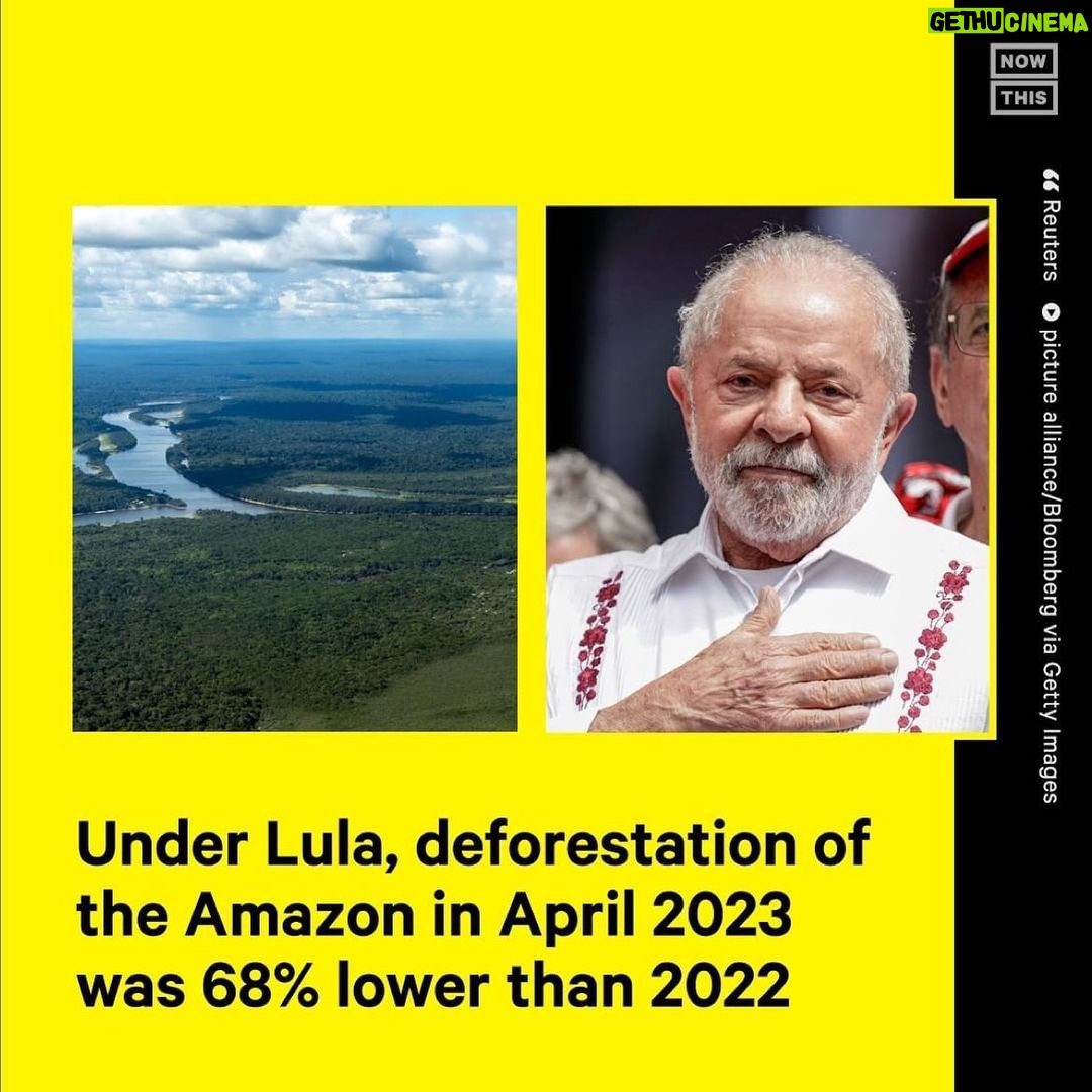 Leonardo DiCaprio - 243.8K Likes - Repost from @nowthisearth
•
Preliminary data released Friday by Brazil’s INPE found that deforestation in the Amazon dropped by 68% in April 2023 compared to April 2022. The drop comes after 2 months of higher deforestation in February and March, but year over year, deforestation is still down 40% overall.
Many are giving some of the credit to President Luiz Inácio Lula da Silva, as he began reinstating policies to protect the Amazon and Indigenous rights after taking office. Previous President Jair Bolsonaro weakened them, and deforestation reached its highest level in 15 years under his administration.
Deforestation typically picks up in the summer months, and Reuters reported that experts are holding off on announcing downward trends for this year until more data are available.
#brazil #amazon #deforestation #climatenews
