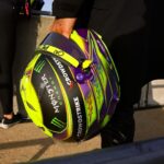 Lewis Hamilton Instagram - 2023 HELMET — Going with both yellow and purple this year. Love how they look together and how sick it looks against the black car. Keeping the rainbow accents too, always 🏳️‍🌈