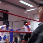 Liam Williams Instagram - Myself & “bad news” @alexhughes999 sparring back in 2016 watched over by the main man, the legend #Pete 💙 Miss him so much. Think about him every day 💔