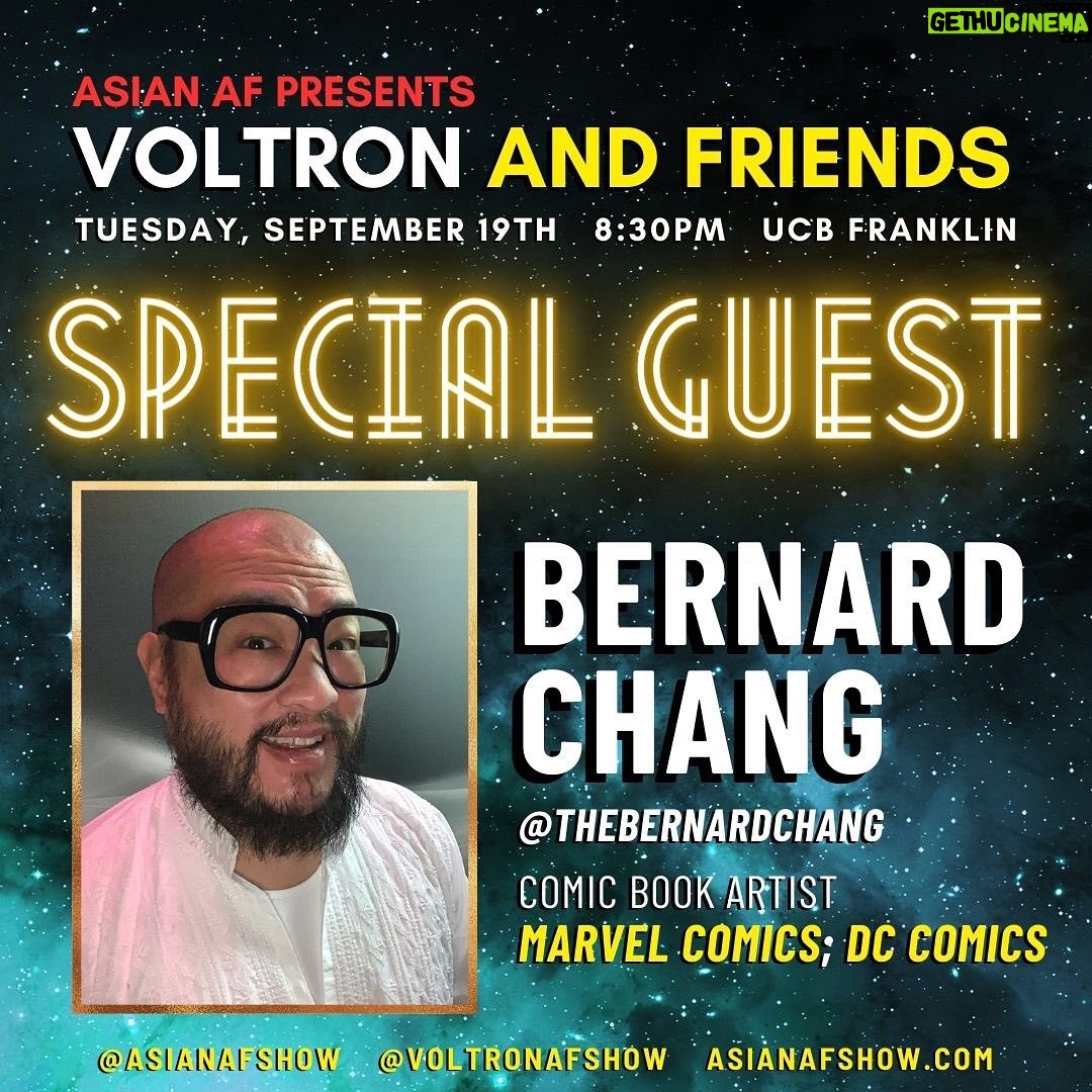 Lilan Bowden Instagram - LA! ⚡️ HERE WE GO!! WE’RE ONLY 4 DAYS AWAY FROM VOLTRON AND FRIENDS ON TUES. 9/19 @ 8:30PM @ucbtla! ⚡️ MAKE SURE TO GRAB YOUR TICKETS AT ASIANAFSHOW.COM! With Special Guest Monologist: ✨ BERNARD CHANG! @thebernardchang • Comic Book Artist for #MarvelComics #DCComics #ValiantComics; NY Times Best-selling Illustrator 🌎 Character Performance by SUSAN SONG! @sujjang012 • From #Superstore #911 #JFL ☀️ Improv by Asian AF resident Improv Team VOLTRON! @voltronafshow featuring: • LILAN BOWDEN! @yourfriendlilan • SARAH CLASPELL! @claspy • KIM COOPER! @kimcoopie • DHRUV UDAY SINGH! @dhruvudaysingh • KATHY YAMAMOTO! @kathyamafarted 🪐 Improv by a mash-up Improv Team AND FRIENDS! featuring:
• LIZZ ADAMS! @lizzparty
• TIM CHANG!
• SAHIL DESAI! @sahil
• CASSI JERKINS! @cassijerkins
• RACHEL MARSH! @rachel_marsh
• JANZY PARAISO! @janzyparaiso
• CURTIS RETHERFORD! @actuallycurtis
• TAO YANG! @tyang209 🚀 Hosted by Lilan Bowden & Sarah Claspel!
💫 Produced by Lilan Bowden, Sarah Claspell, Tony Garbanzos! Grab your tickets now at 🎟️ asianafshow.com 🎟️ Upright Citizens Brigade Theatre