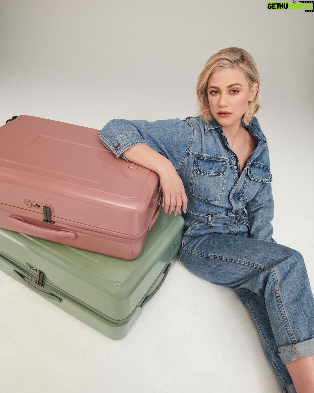 Lili Reinhart Instagram - Ready to travel with my pastel-colored Neo aviona luggage. #LancelParis #LiliForLancel #LancelTwist #NeoAvionaByLancel