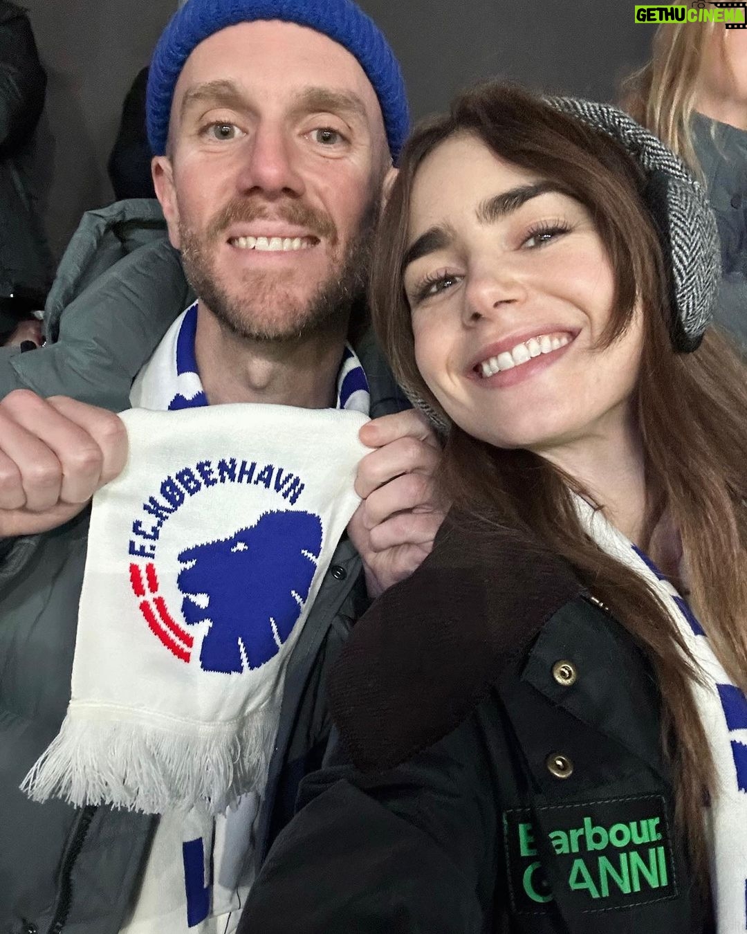 Lily Collins Instagram - Cheering on our home away from home team! Such an INSANE game and wildly fun evening — congrats @fc_kobenhavn!…