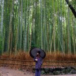 Lily Collins Instagram – Umbrellas up and spirits high in the bamboo forest…