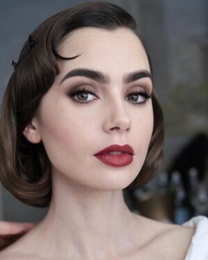 Lily Collins Instagram - @Lancomeofficial close ups last night for The #MetGala’s Ode to Karl. Thank you to my genius glam team @fionastiles and @gregoryrussellhair for bringing this classic look to life. Your artistry always floors me. More to come…