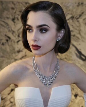 Lily Collins Instagram - @Lancomeofficial close ups last night for The #MetGala’s Ode to Karl. Thank you to my genius glam team @fionastiles and @gregoryrussellhair for bringing this classic look to life. Your artistry always floors me. More to come…