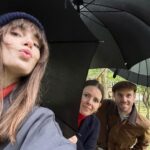 Lily Collins Instagram - Umbrellas up and spirits high in the bamboo forest…