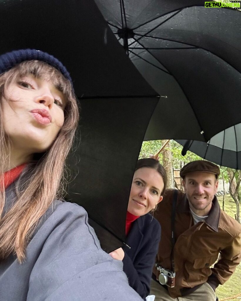 Lily Collins Instagram - Umbrellas up and spirits high in the bamboo forest…