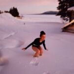 Lily Collins Instagram - The most intense Swedish winter wake-up call. I can’t believe I lived to tell the tale…