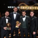 Lionel Messi Instagram - Solo tengo palabras de agradecimiento para toda la gente de todo el mundo que tanto me apoyó durante mi carrera y a quienes quiero dedicar de manera especial este premio, junto con mi familia que siempre estuvo a mi lado. Este es un Balón de Oro que también quiero compartir con mis compañeros de @afaseleccion, cuerpo técnico, los empleados… Porque sin el Mundial que logramos juntos hubiera sido imposible ganarlo. Felicitaciones a todos los premiados y muchas gracias! Théâtre Châtelet
