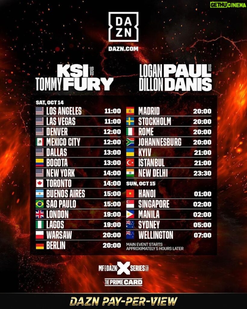Logan Paul Instagram - THE PRIME CARD IS HERE We set out to create the biggest crossover event in history and the stage is now set. Don’t miss Logan Paul & KSI live on DAZN PPV, ESPN+, and YouTube available now ➡️ swipe to see your country’s time ⬅️ Manchester, United Kingdom